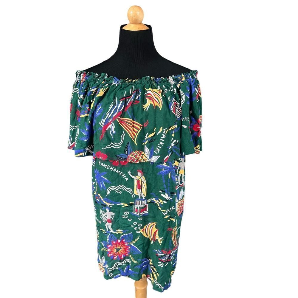 TROPICAL HAWAIIAN OFF THE SHOULDER DRESS